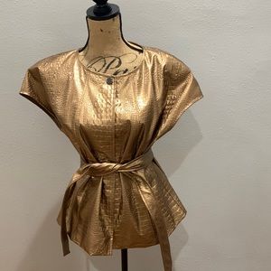 Bronze faux leather short topper jacket